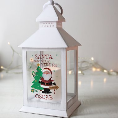 Personalised Santa White Lantern