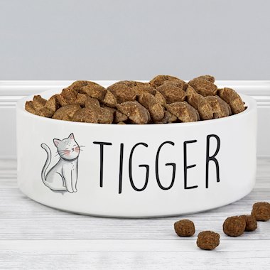 Personalised Scribble Cat 14cm Medium Pet Bowl