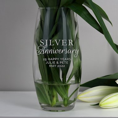 Personalised Silver Anniversary Bullet Vase