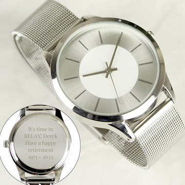Personalised Silver with Mesh Style Strap Watch