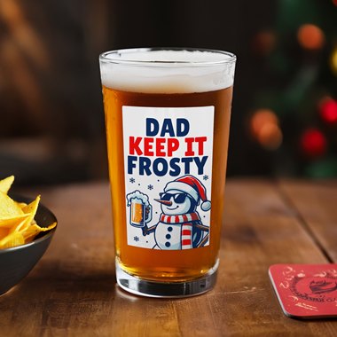 Personalised Snowman Pun Christmas Beer Glass