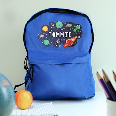 Personalised Space Blue Backpack