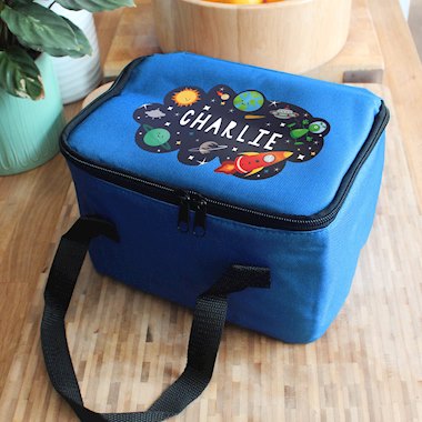 Personalised Space Blue Lunch Bag