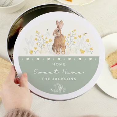 Personalised Spring Bunny Cake Tin