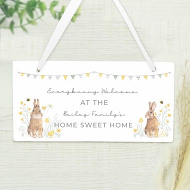 Personalised Spring Bunny Wooden Sign