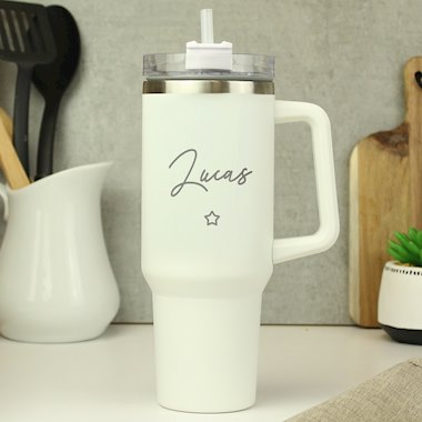 Personalised Star 40oz White Travel Cup