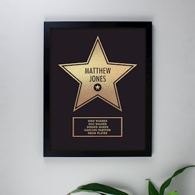 Personalised Star Award Black Framed Print