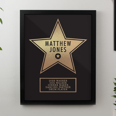 Personalised Star Award Black Poster Frame