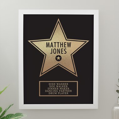 Personalised Star Award White Poster Frame