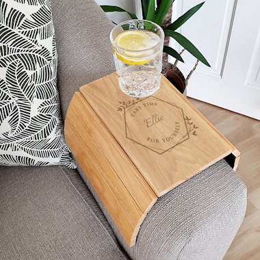 Personalised Take Time For Yourself Wooden Sofa Tray