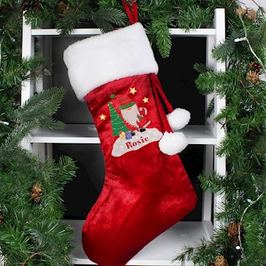 Personalised Tartan Santa Luxury Red Stocking