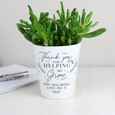 Personalised Thank You For Helping Me Grow Plant Pot