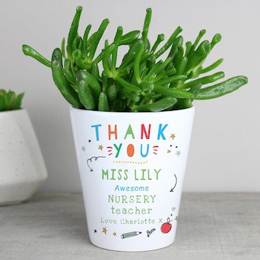 Personalised Thank You Teacher Plant Pot