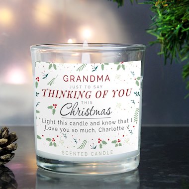 Personalised Thinking of You Christmas Scented Jar Candle