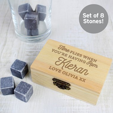 Personalised Time Flies When Youre Having Rum Cooling Stones