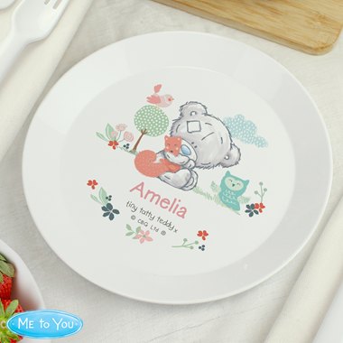 Personalised Tiny Tatty Teddy Woodland Animal Plastic Plate