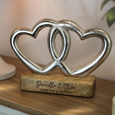 Personalised Two Lines Double Heart Ornament