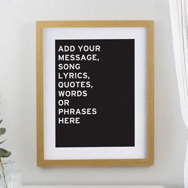 Personalised Typography Oak Poster Frame