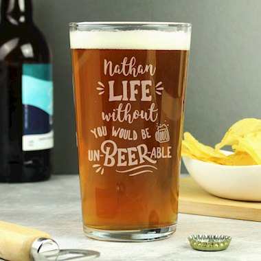 Personalised Un-beer-able Pint Glass