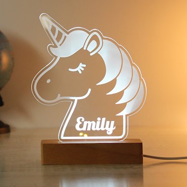 Personalised Unicorn Wooden Based LED Light