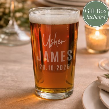 Personalised Usher Elegant Pint Glass