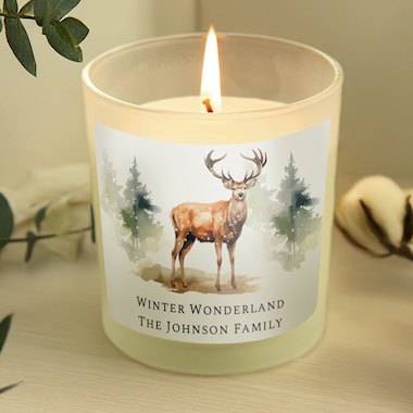 Personalised Watercolour Stag Candle Jar (New for Xmas 2025)