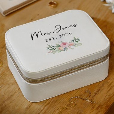 Personalised Wedding Leatherette Jewellery Box