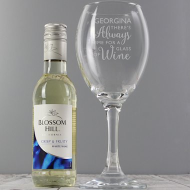 Personalised White Wine & Always Time for Wine Glass Set