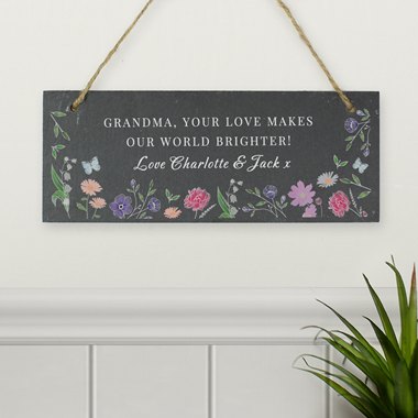 Personalised Wild Flowers Slate Garden Sign