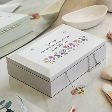 Personalised Wild Flowers Wooden Jewellery Box