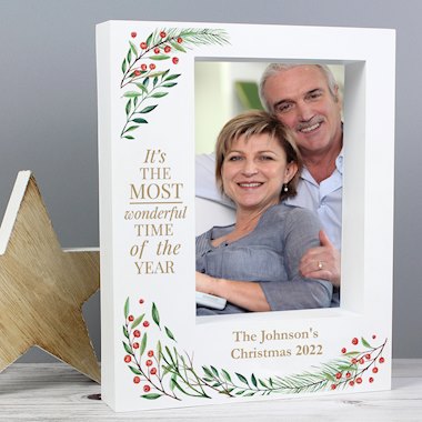 Personalised Wonderful Time of The Year Christmas 5x7 Box Photo Frame