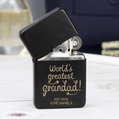 Personalised Worlds Greatest Grandad Black Lighter