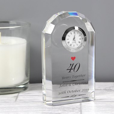 Personalised Ruby Anniversary Crystal Clock