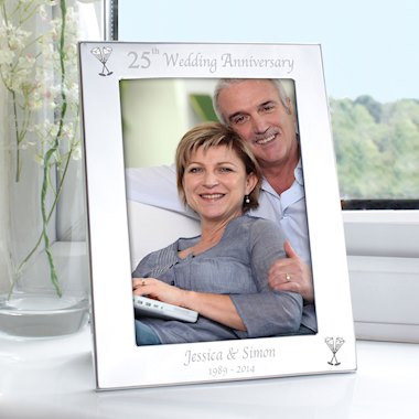 Personalised Silver 5x7 25th Wedding Anniversary Photo Frame