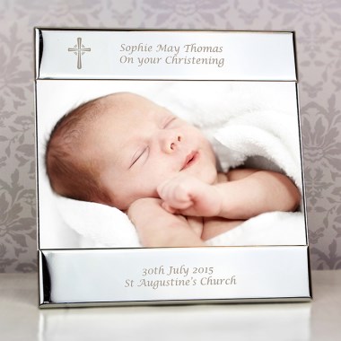 Personalised Silver Cross Square 6 x 4 Photo Frame
