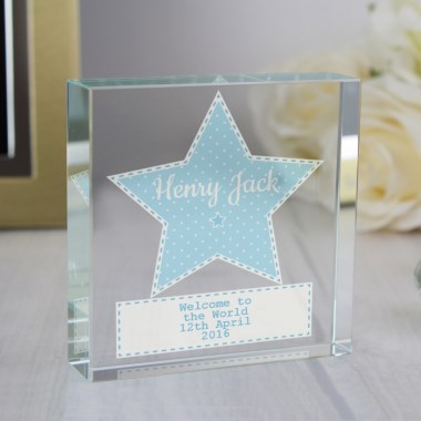 Personalised Stitch & Dot Baby Boy Crystal Token