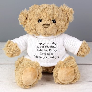 Personalised Tatty Teddy with Cream Jumper - Grey Message